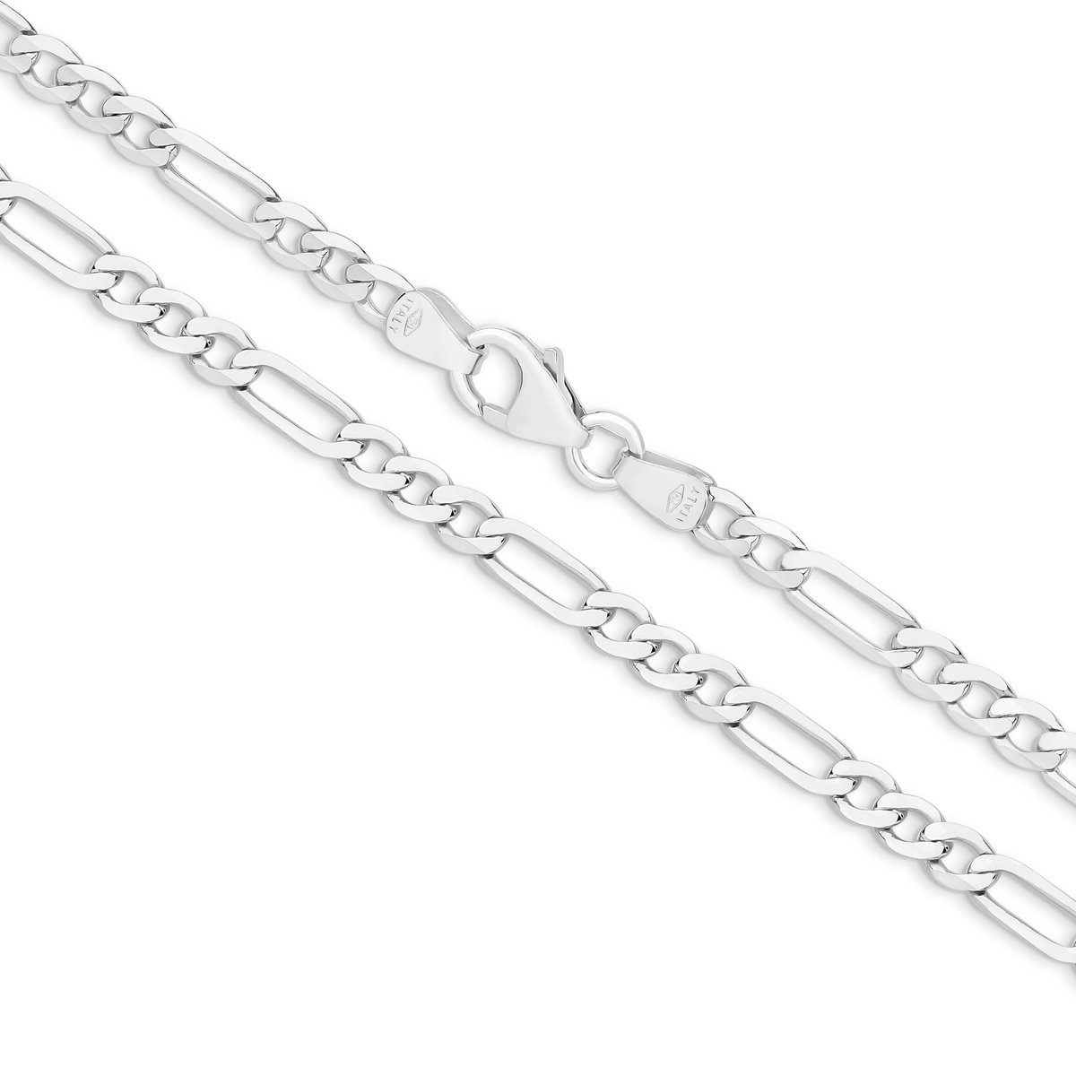 White Gold Flat Diamond Cut Figaro 3.06mm Chain